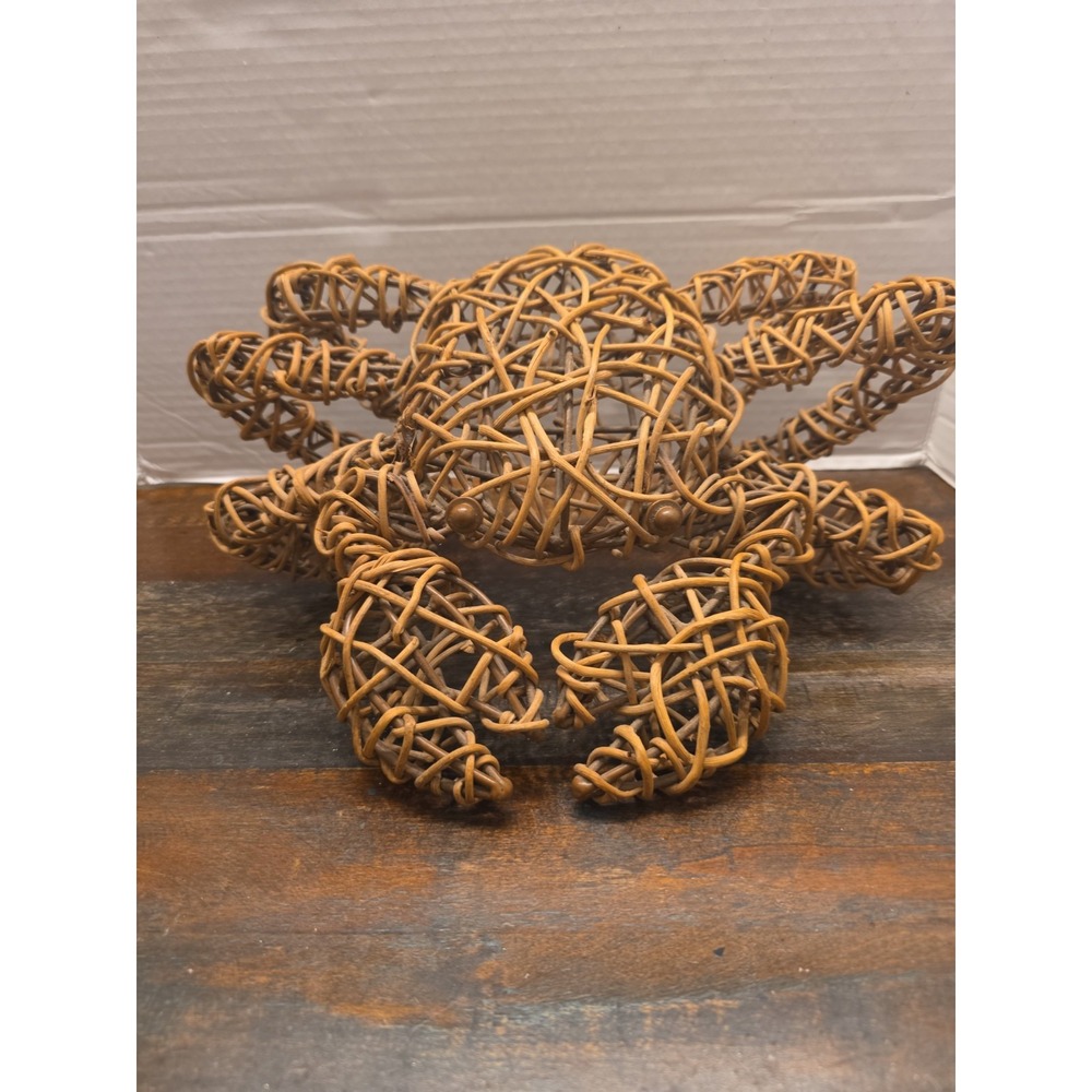 Vintage Woven Wicker / Rattan Crab Figural Sculpture